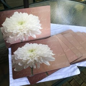 Gorgeous Pimpernel placemats 8, White Chrysanthemum 15.7 X 11.7"